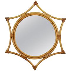 Spanish Mid-Century Modern Bamboo Starburst Mirror