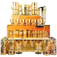 Vintage Culver Chantilly Pattern Forty Piece Glass Drinks Set, 1950-1960s