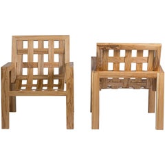 Dos sillones de madera maciza, Philippe Rodenas para Galerie Canavèse, 2017