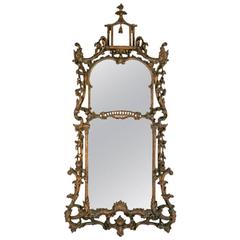 English Chinese Chippendale Carved and Gilt Wood Mirror, cirva 1920 60.5″ x 27.5