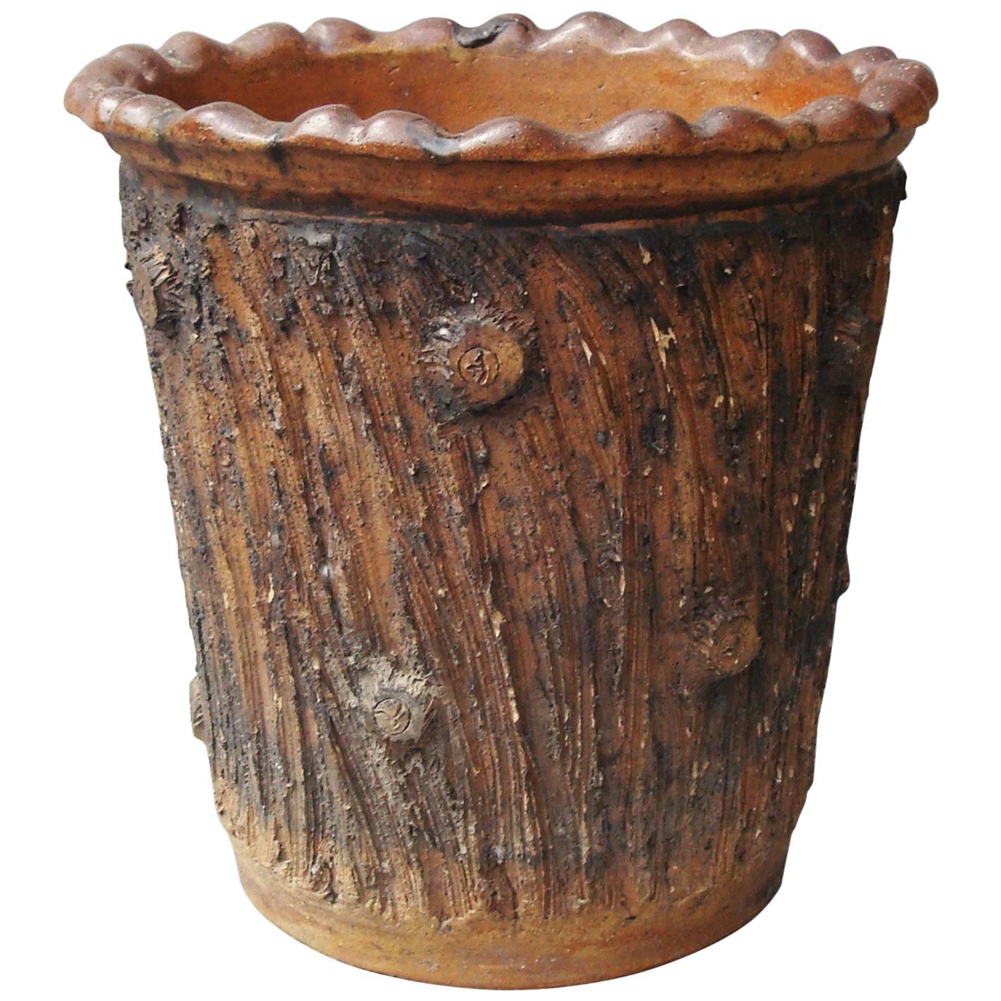 Large 19th Century Pottery Jardinière or Log Bin For Sale
