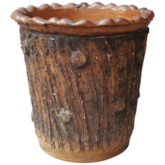 Large 19th Century Pottery Jardinière or Log Bin