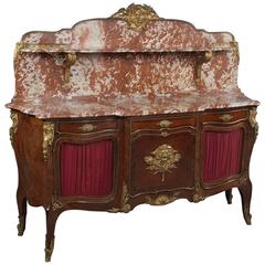 Louis XVI Style Buffet a Gradin, with a Marble Top and Back Panel, French 12