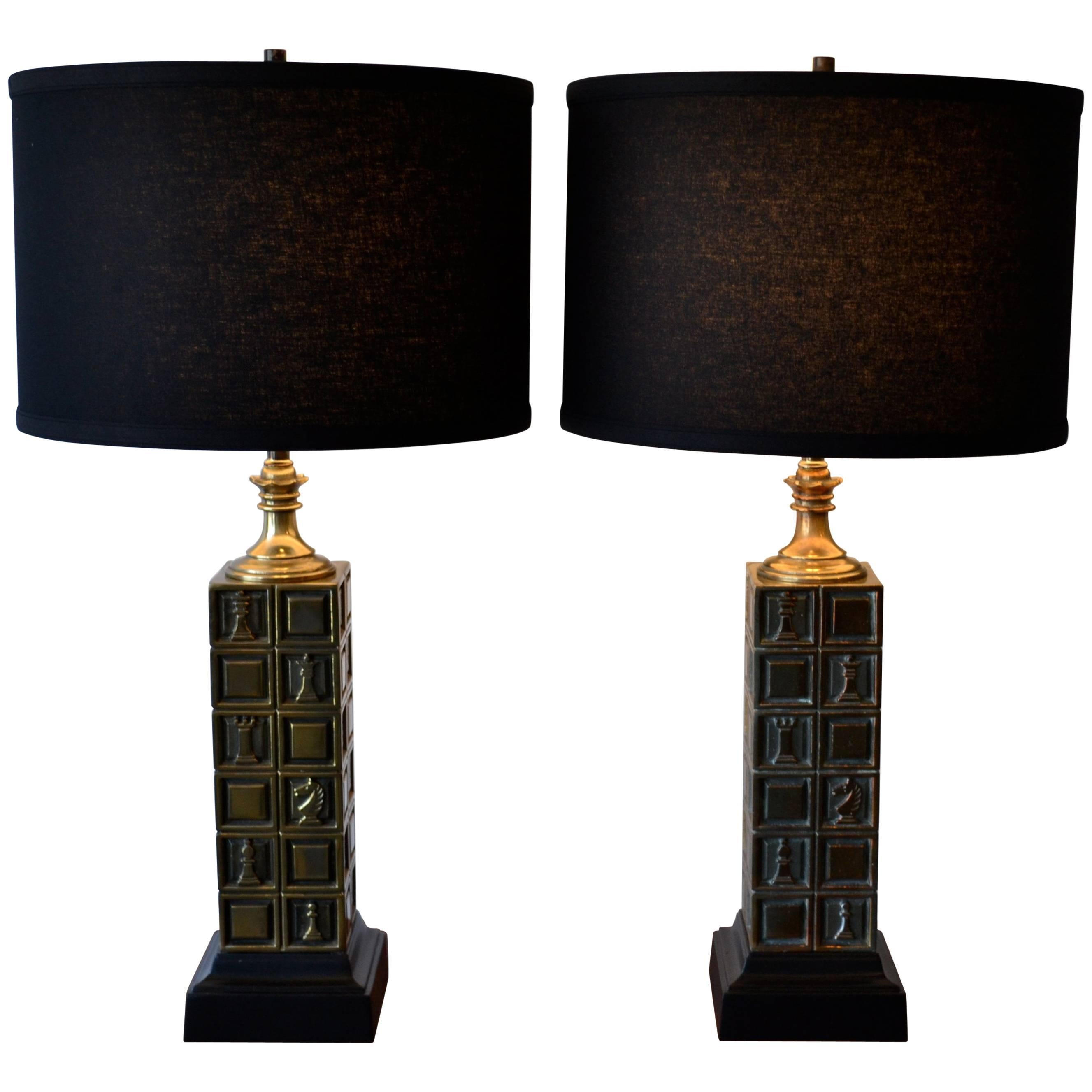 Pair of Mid Century Brass Table Lamps by Laurel Lamp Company, 1960's