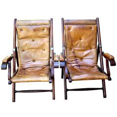 Pair of Leather Folding Chairs