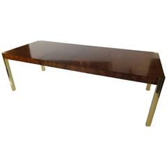 Burl Wood and Brass Dining Table by Century Furniture Company