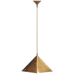 Florian Schulz Pyramid Ceiling Lamp in Brass, Germany, 1970