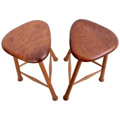 Pair of Signed Robert Kopf Studio Bar Stools, USA, 1985 3