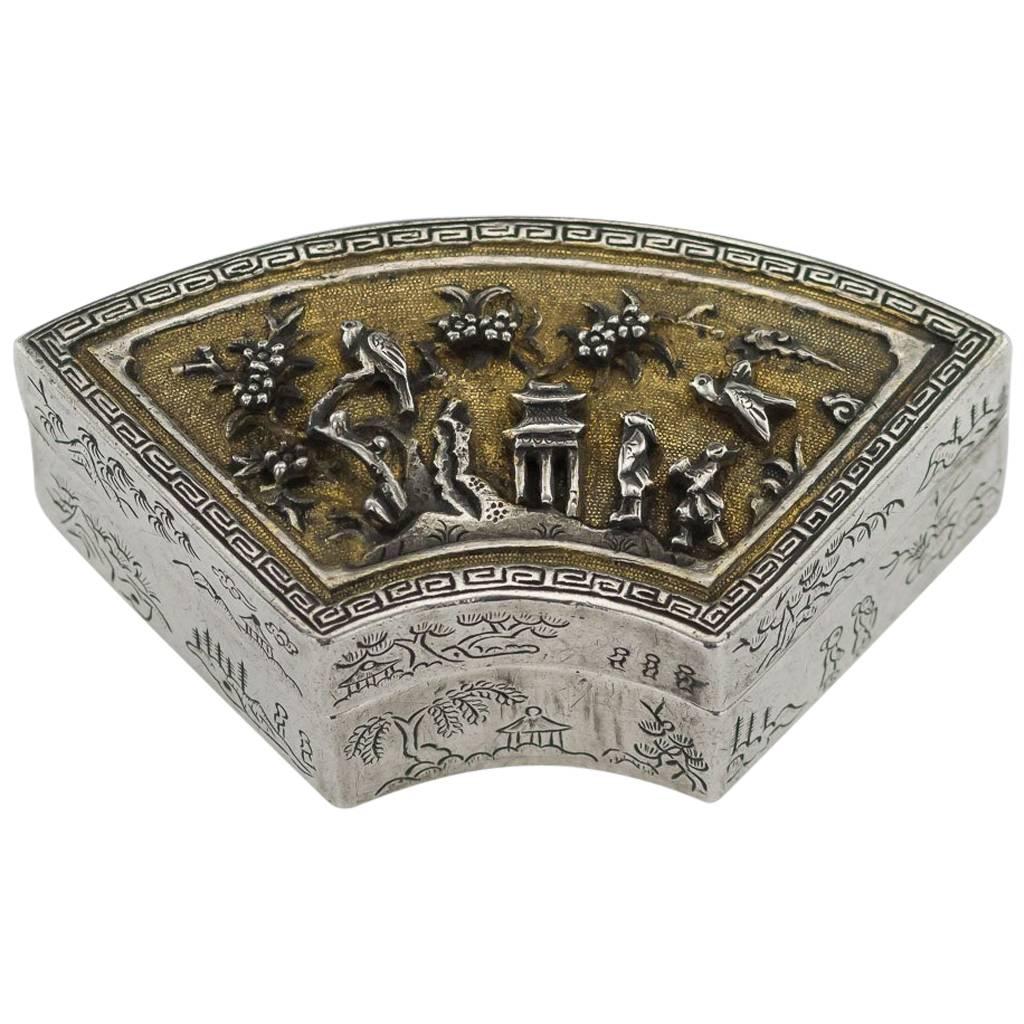 Antique 18th Century Rare Chinese Kangxi Solid Silver-Gilt Box, circa 1700