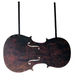 Folk Art Silhouette Sheet Metal Trade Sign Formed as a Violin, Vienna
