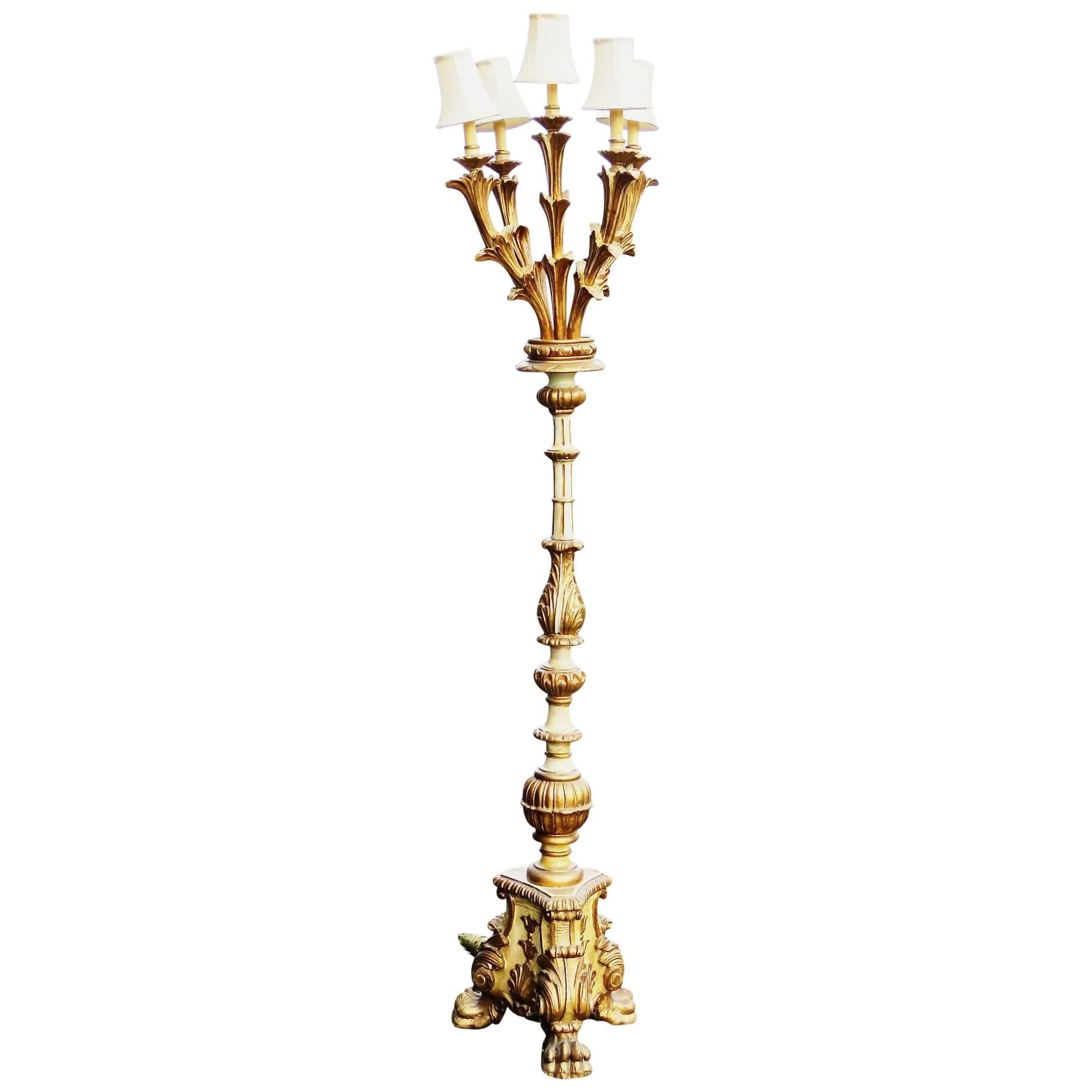 distressed cream floor lamp