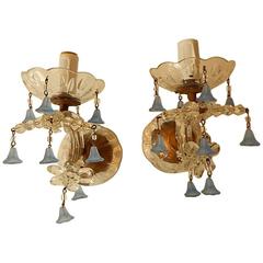 French Lavender Bell Flowers Crystal Sconces