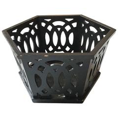 Victorian Ebonized Wood Fretwork Cachepot
