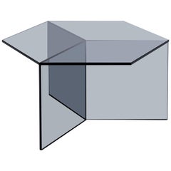 Isom Square Black Side Table in Tempered Glass