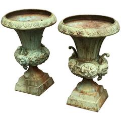 French Cast Iron Figural Urns