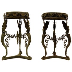 Two Grand Tour Bronze Athéniennes or Stands Dated, 1903