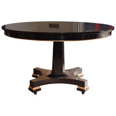 Very Elegant Ebonized Circular Dining or Hall Table