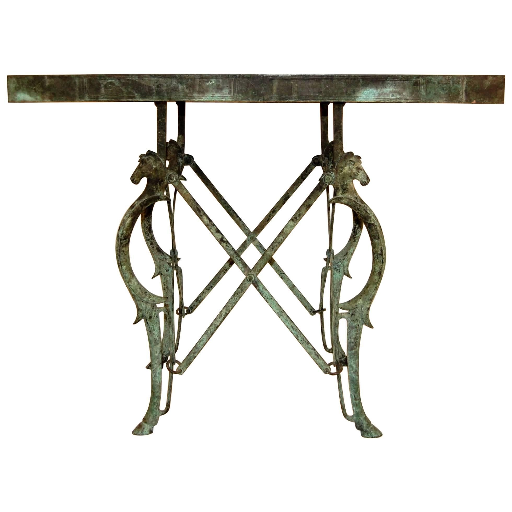 19th Century Bronze Etruscan Style Campaign Table, circa 1896 For Sale