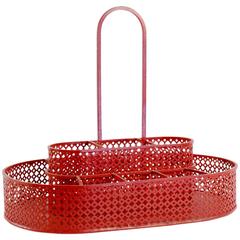 Red Metal Bottle Holder Attributed to Mathieu Mategot, 1950s