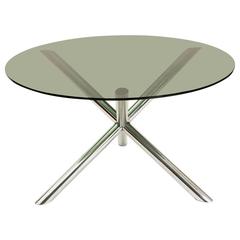 Dining Table with Chromed Metal Base from Roche Bobois, 1970s