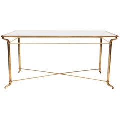 French Elegant Mid-Century Brass and Glass Coffee Table