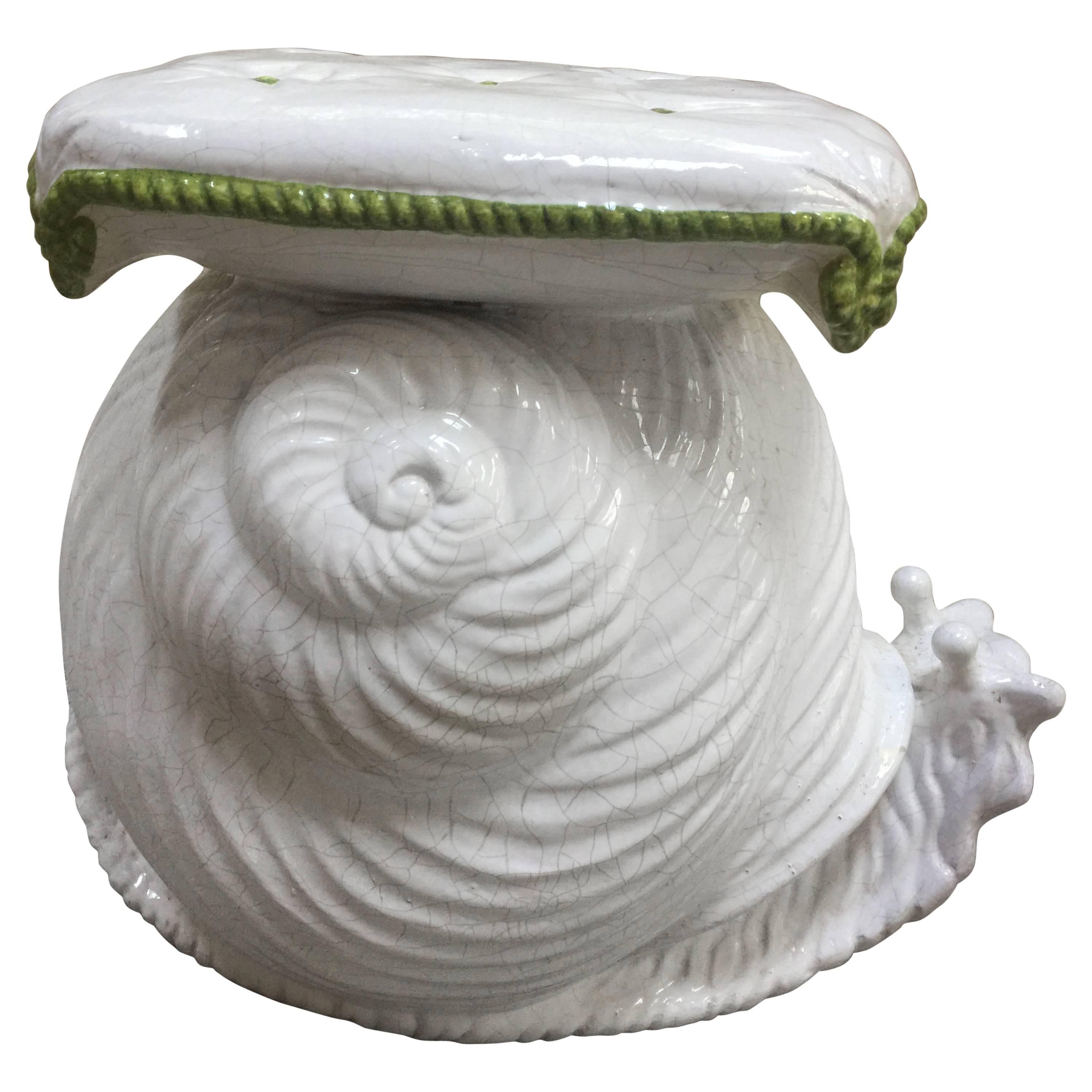 Italian Snail Terra Cotta Garden Stool, 1960 For Sale