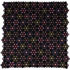 Art Deco Style Crocheted Medallion Blanket Throw 08 Black and Multi Coloured 