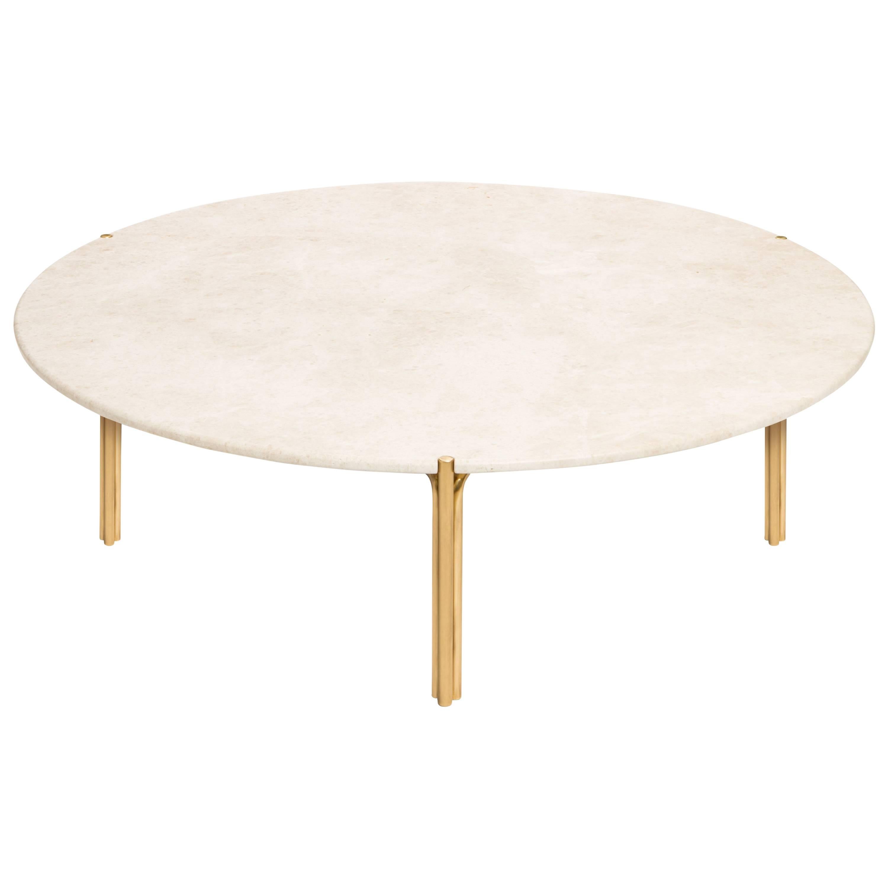 CA4S Contemporary Handcrafted Minimalist Modern Round Stone Coffee Table For Sale