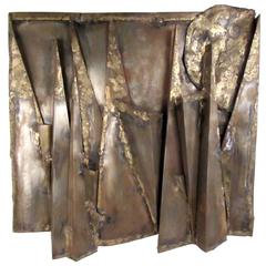 Brutalist Modern Hammered Metal Wall Hanging in the Style of Paul Evans 10
