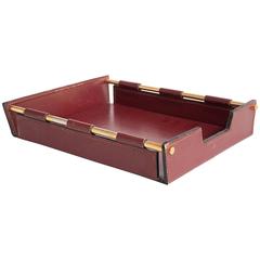 Mid-Century Dupre-Lafon Style Leather Letter Tray