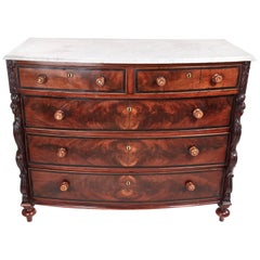 Unusual Antique Mahogany Bow Front Chest