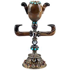 Viennese Agate and Jeweled Asian TOTEM Vase 9