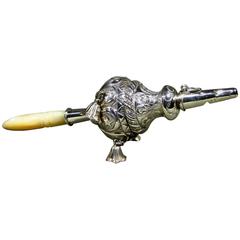 Antique Fine 19th Century French Silver (.800 Fine) and Mother-of-Pearl Baby's Rattle