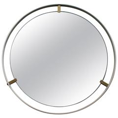 Enameled Metal and Brass Mirror, Italian, 1950s