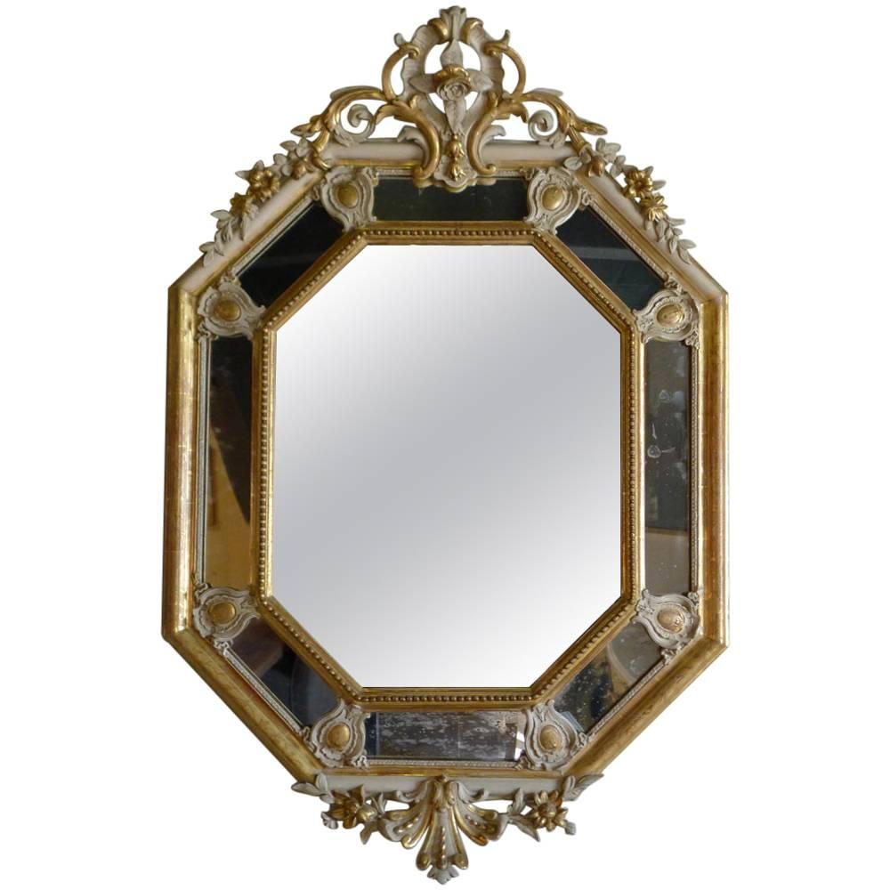 19th Century Gold Gilded Octangular Baroque Mirror