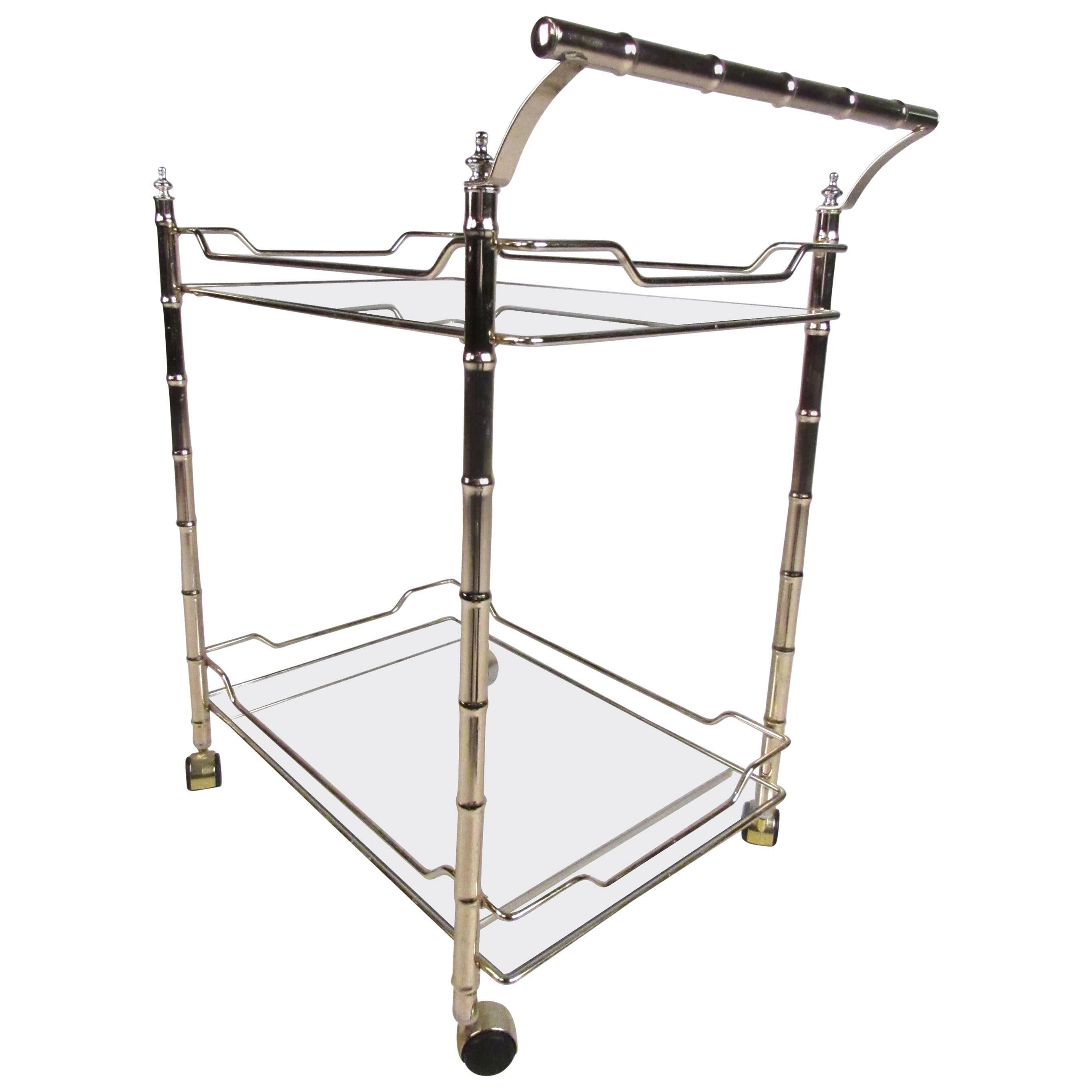 Hollywood Regency Style Two-Tier Bar Cart For Sale