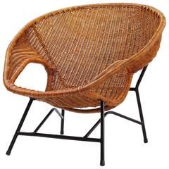 Dirk van Sliedregt Rattan Lounge Chair 600 for Gebr Jonkers, 1959