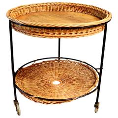 French Wicker Bar Cart 3
