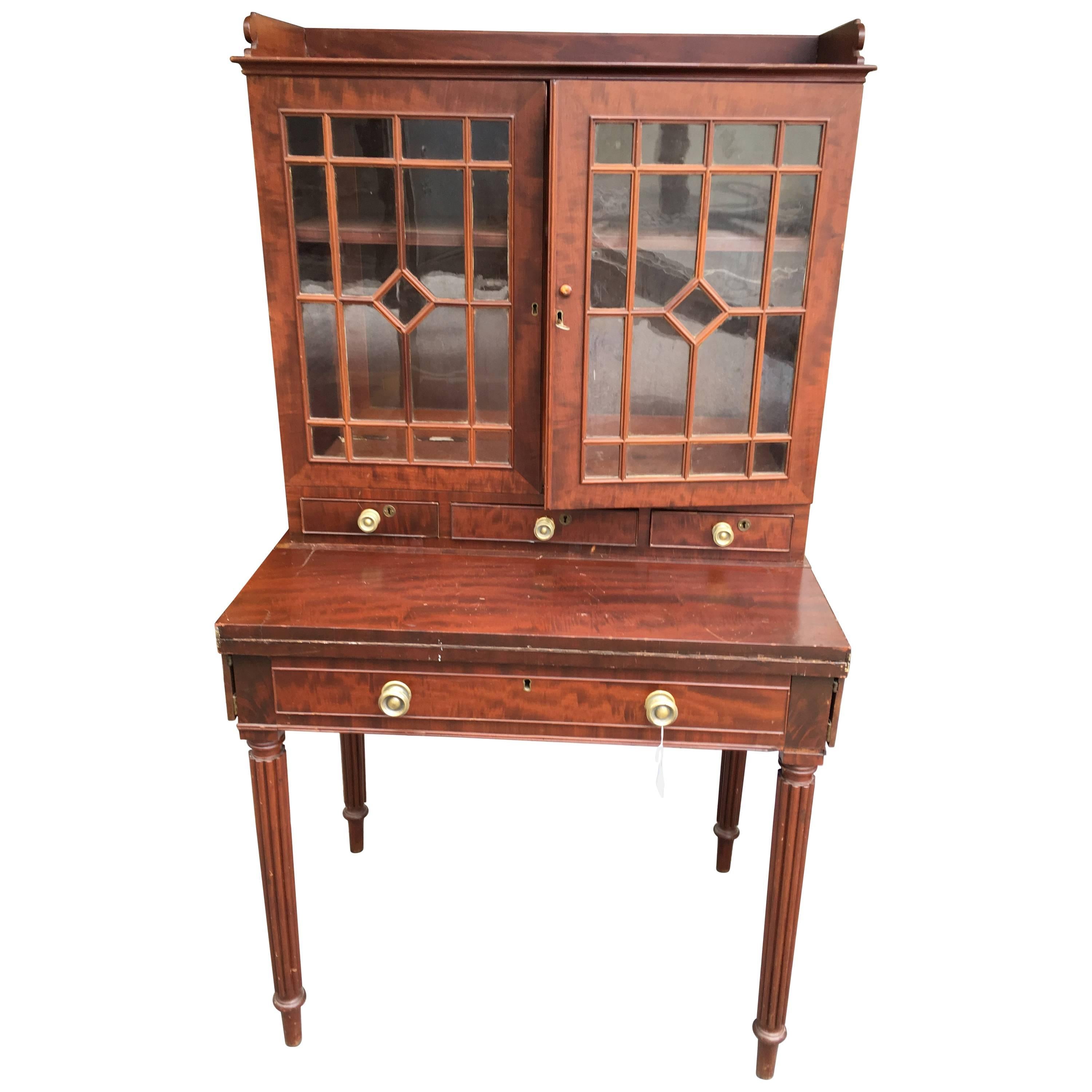 American Mahogany Writing Desk with Bookcase Norfolk VA For Sale