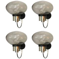 Italian Glass and Chrome Wall Lights by Oluce 11