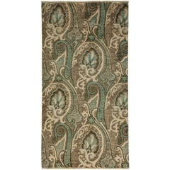 One-of-a-Kind Patterned 
Floral Wool Hand-Knotted Area Rug, Mist, 4
 3 x 7
 10