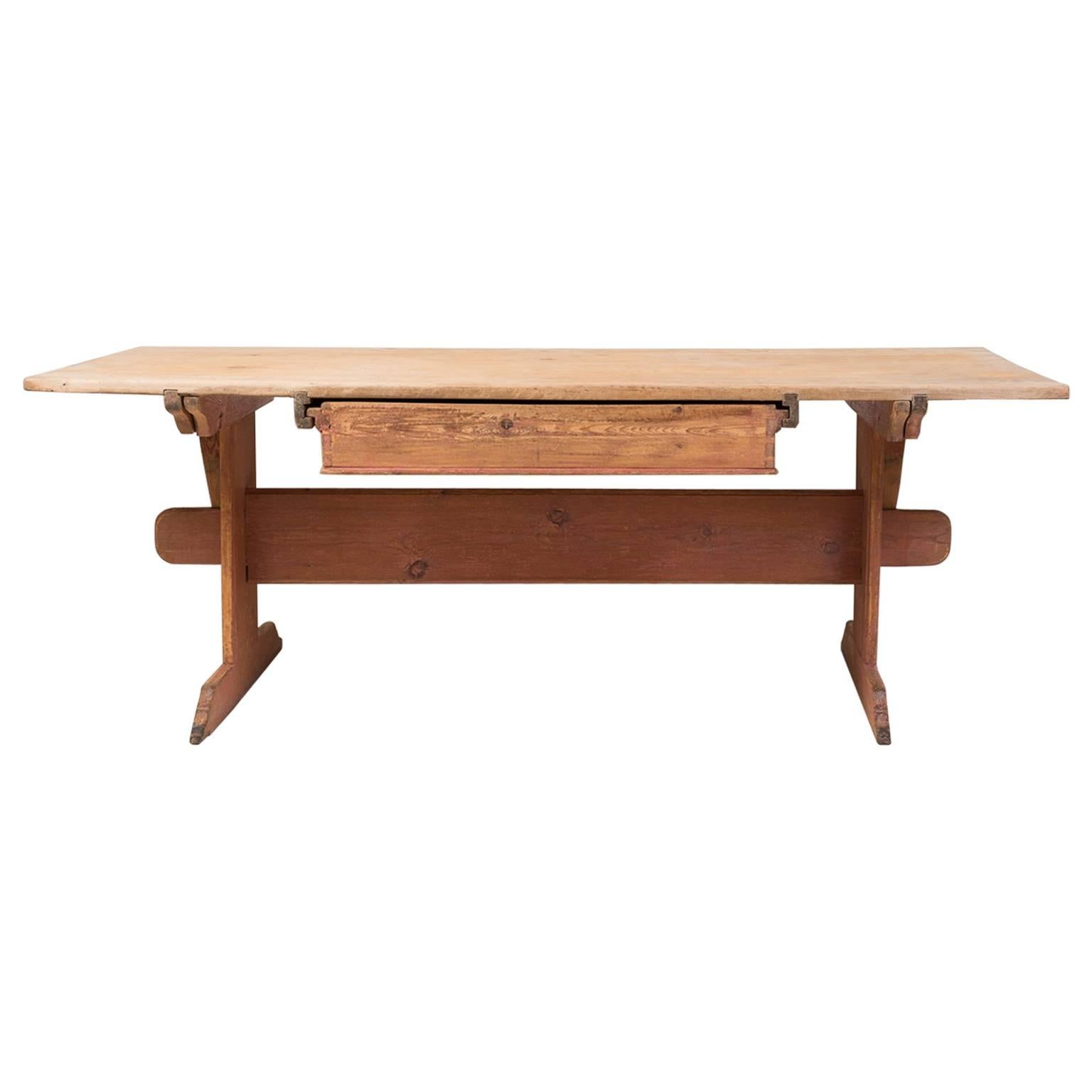 Swedish Farm House Table from the 1800s with Original Patina