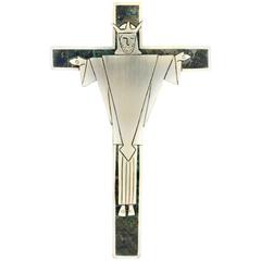 Los Castillo Silver and Ebony Wood Spiritual Plaque