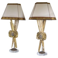 Pair of Italian 18th Century Giltwood Lamps