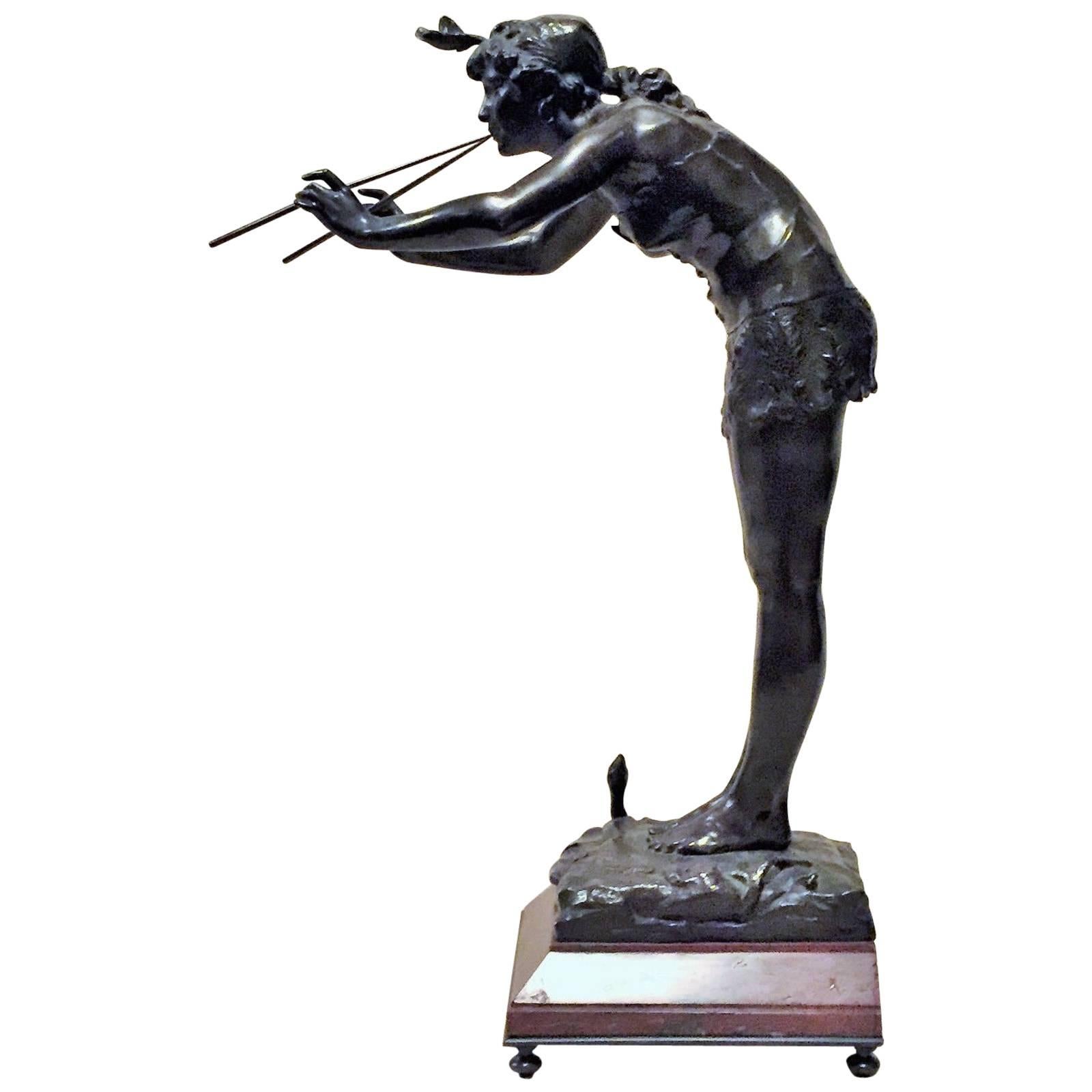 Michel-Léonard Béguine, Snake Charmer, Art Nouveau Bronze Sculpture, ca. 1900