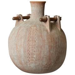 Vintage Jack Moulthrop - Huge Ceramic Native Inspired Vessel with Wood Handles, Signed