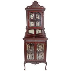 Outstanding Victorian Carved Mahogany Corner Cabinet