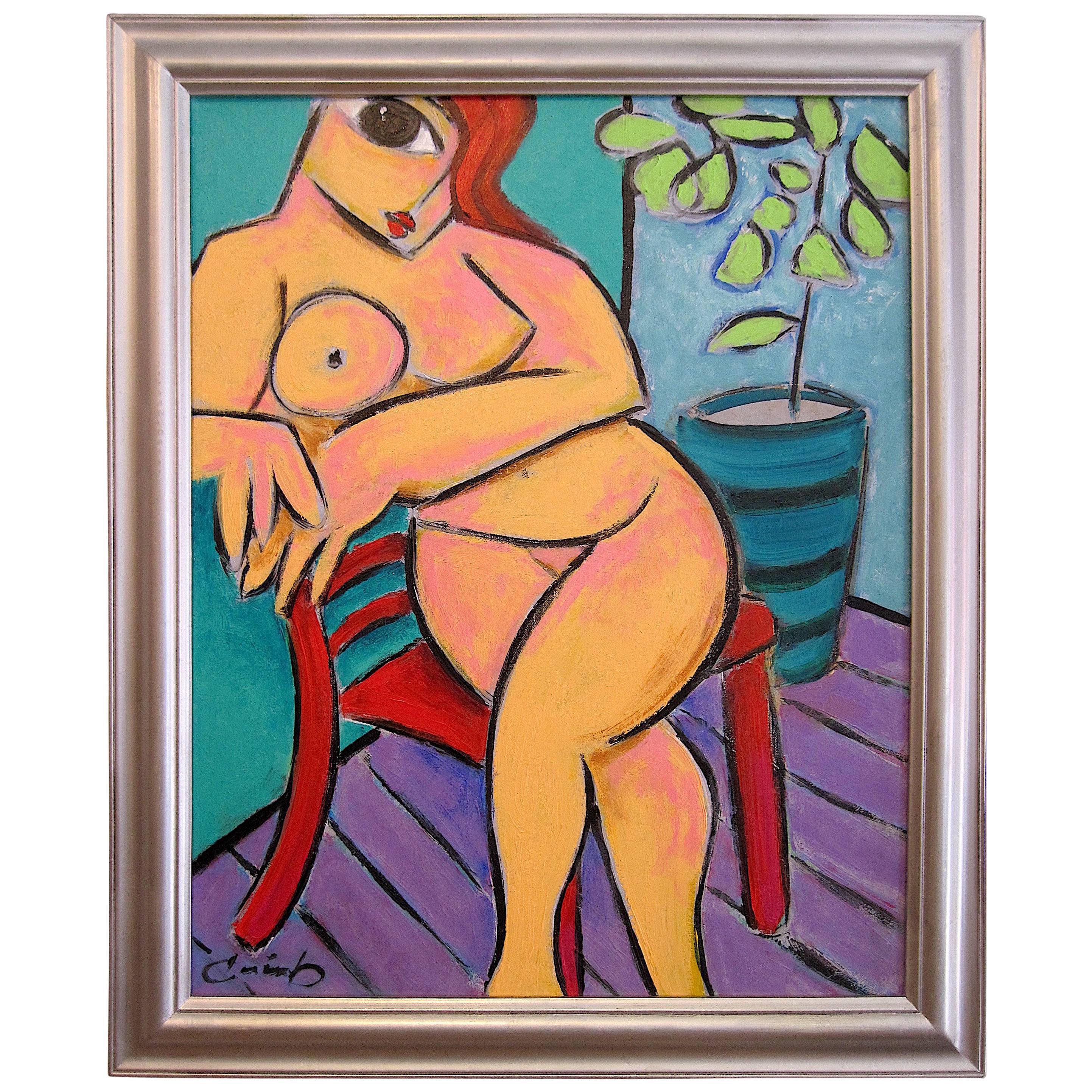 Nude on Red Chair, Benjamin Casiano, 2015 For Sale