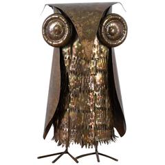 Vintage Mid-Century Metal Owl Sculpture