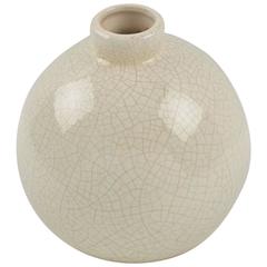 Art Deco Off-White Crackle Glaze Ceramic Vase by St. Clement, France, 1930s 11